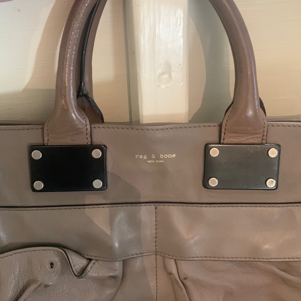 RAG & BONE Large Pilot Grey Leather Satchel Bag
